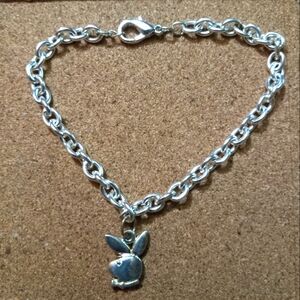 Silver Tone Playboy Charm Bracelet